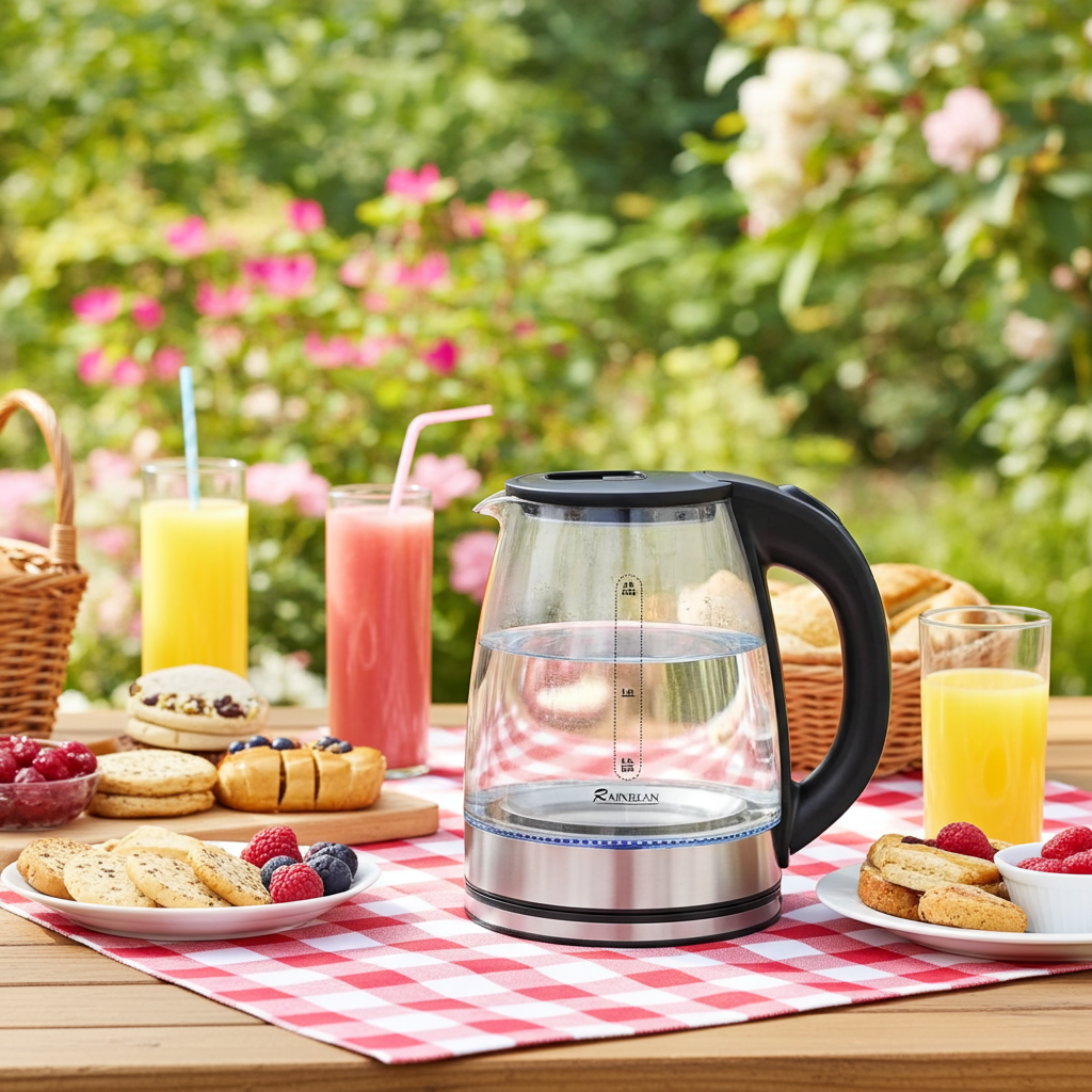 Electric Glass Kettle 1.8L – LED Light, Auto Shut-Off, Boil-Dry Protection