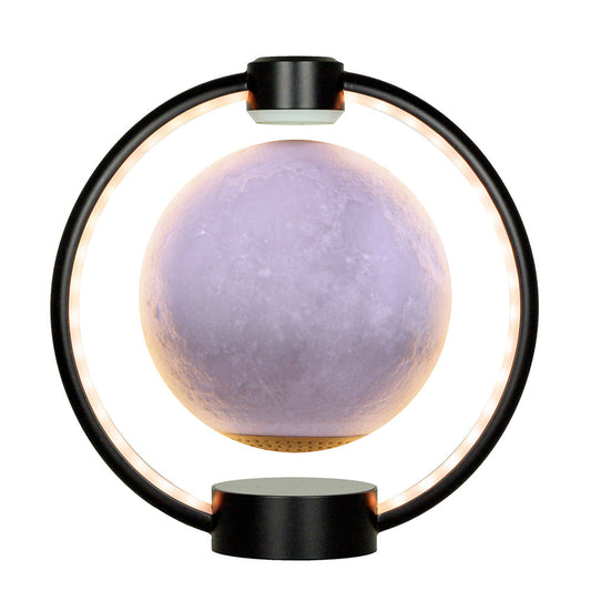 Levitating Maglev Moon Lamp with purple moon globe and black LED frame